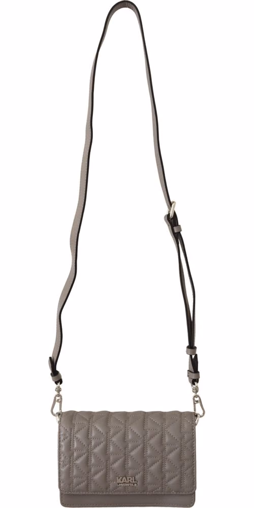 Karl Lagerfeld Light Grey Leather Crossbody Bag
