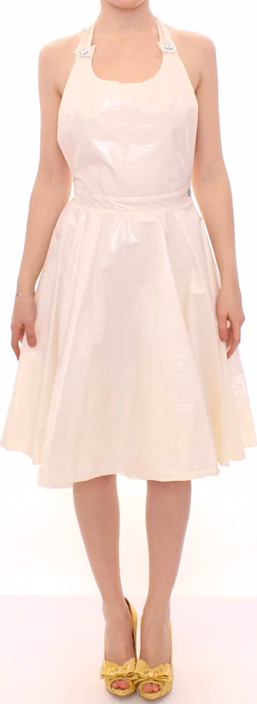 Licia Florio White Halterneck Knee Length Tea Dress