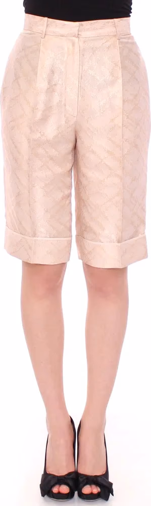 Zeyneptosun Beige Brocade Above Knee Shorts