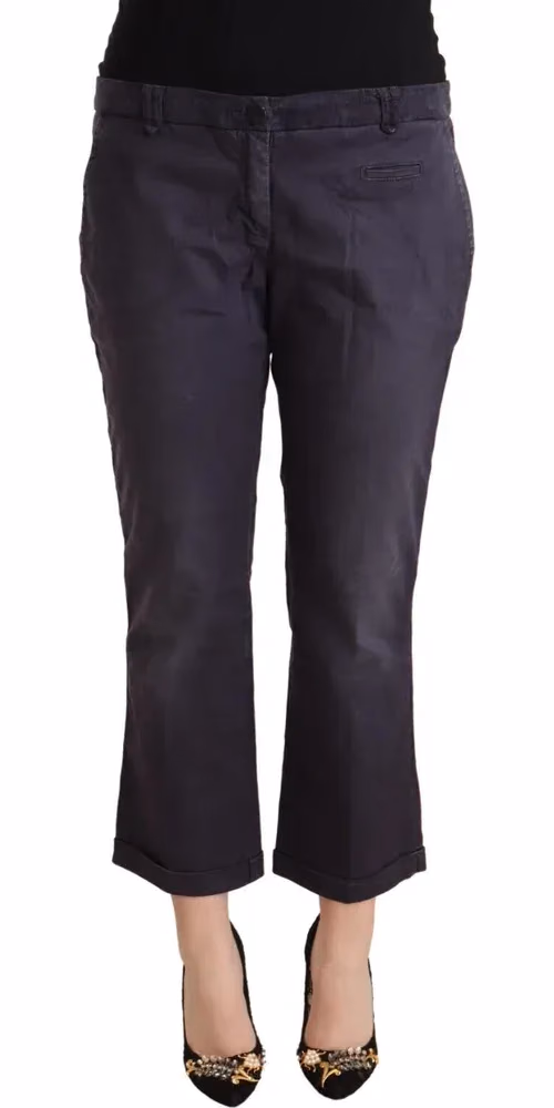 Jucca Black Low Waist Folded Hem Flared Cropped Pants