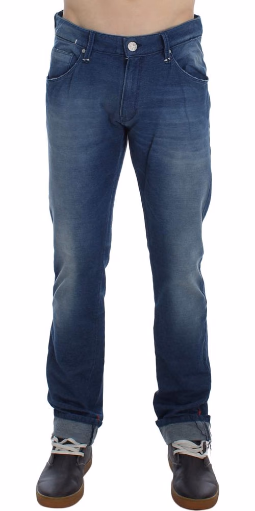 Acht Blue Wash Denim Cotton Stretch Slim Fit Jeans