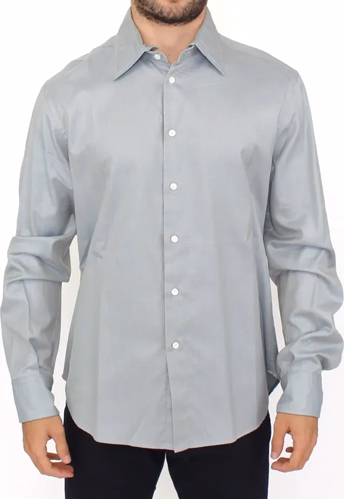 Ermanno Scervino Gray Cotton Long Sleeve Casual Shirt Top