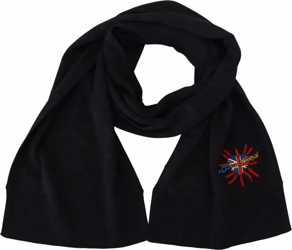 Dolce & Gabbana Black Sacred Heart #DGLovesLondon Wrap Scarf
