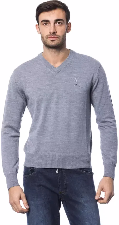 Billionaire Italian Couture Gray Merino Wool Men Sweater