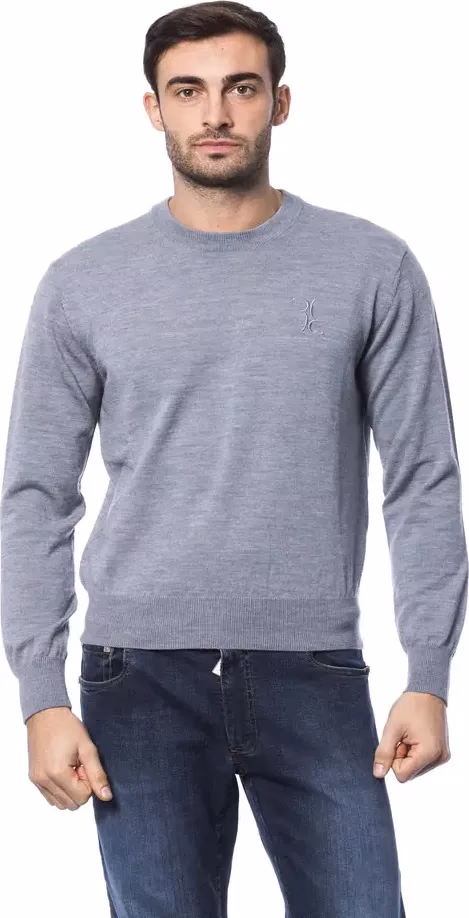 Billionaire Italian Couture Gray Merino Wool Men Sweater