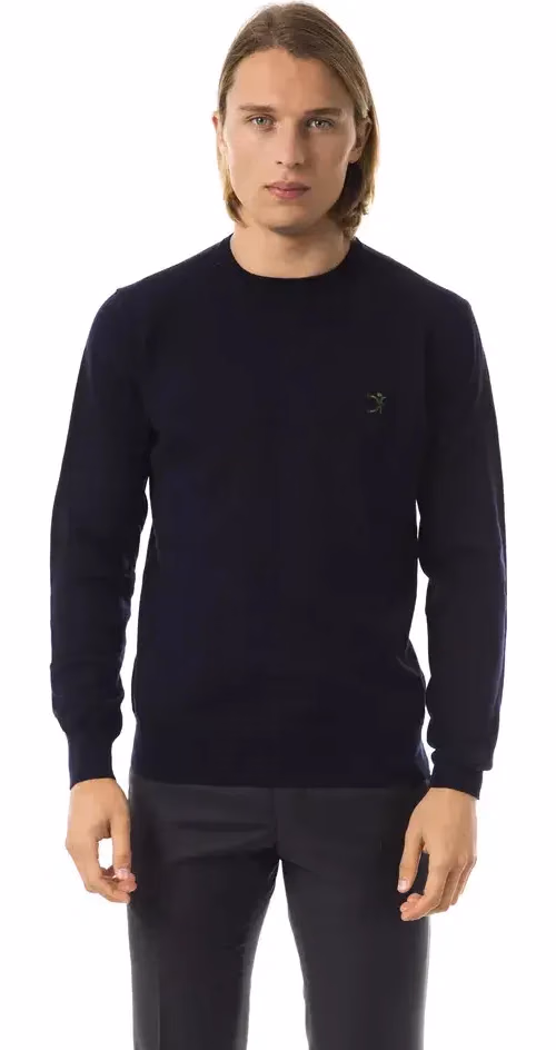 Uominitaliani Blue Merino Wool Men Sweater