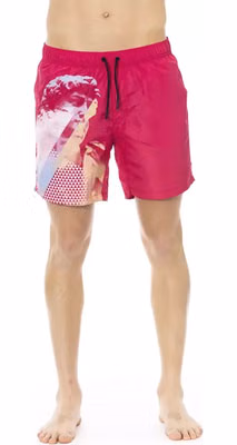 Fuchsia Polyester Men Swim Short