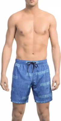 Blue Polyester Men Swim Short