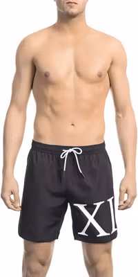 Black Polyester Men Swim Short