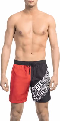 Red Polyester Men's Swim Short