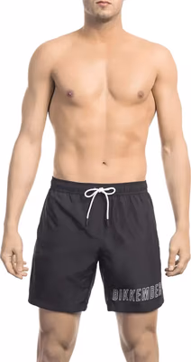 Black Polyester Men Swim Short