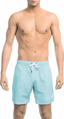 Black Polyester Men Swimwear Shorts