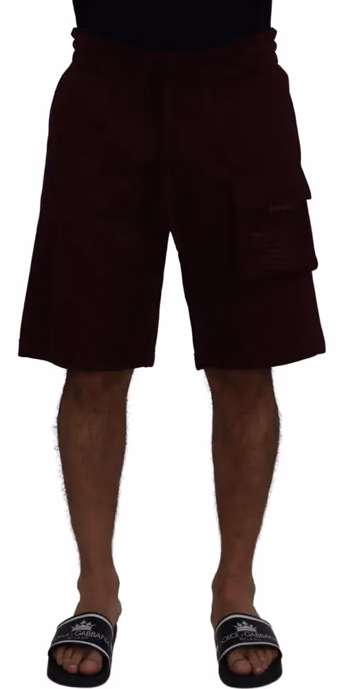 Dolce & Gabbana Maroon Bermuda Cargo Men Shorts