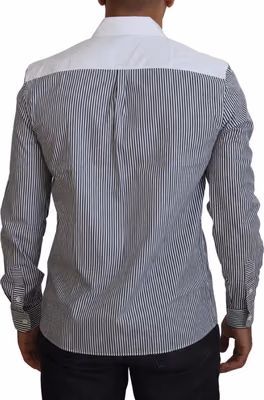 Gray White Striped Slim Fit Shirt