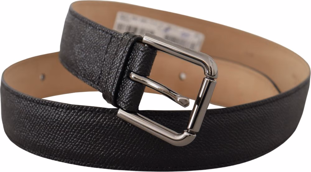 Dolce & Gabbana Black Calf Leather Brown Backend Belt
