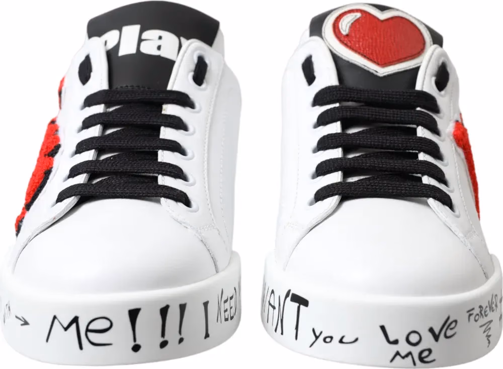 Dolce & Gabbana White Love Patch Portofino Classic Sneakers Shoes