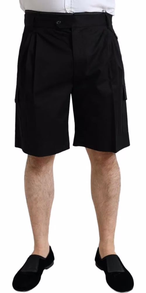 Dolce & Gabbana Black Cotton Stretch Cargo Bermuda Shorts