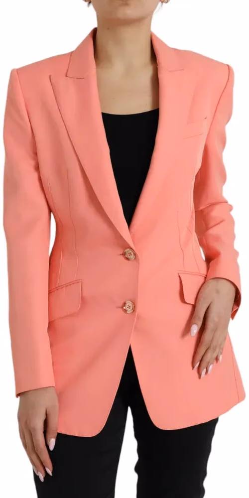 Dolce & Gabbana Pink Polyester Single Breasted Blazer Jacket