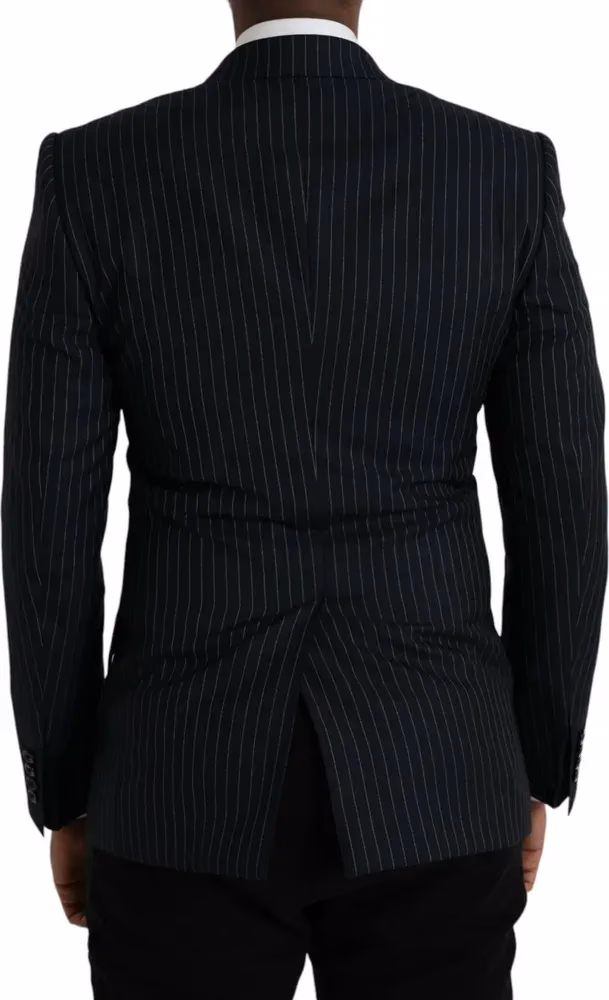 Dolce & Gabbana Dark Gray Stripe SICILIA Double Breasted Coat Blazer