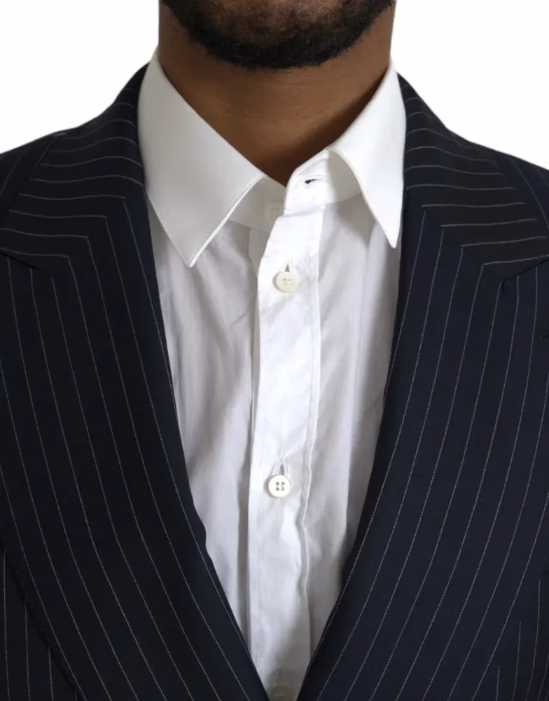 Dolce & Gabbana Dark Gray Stripe SICILIA Double Breasted Coat Blazer