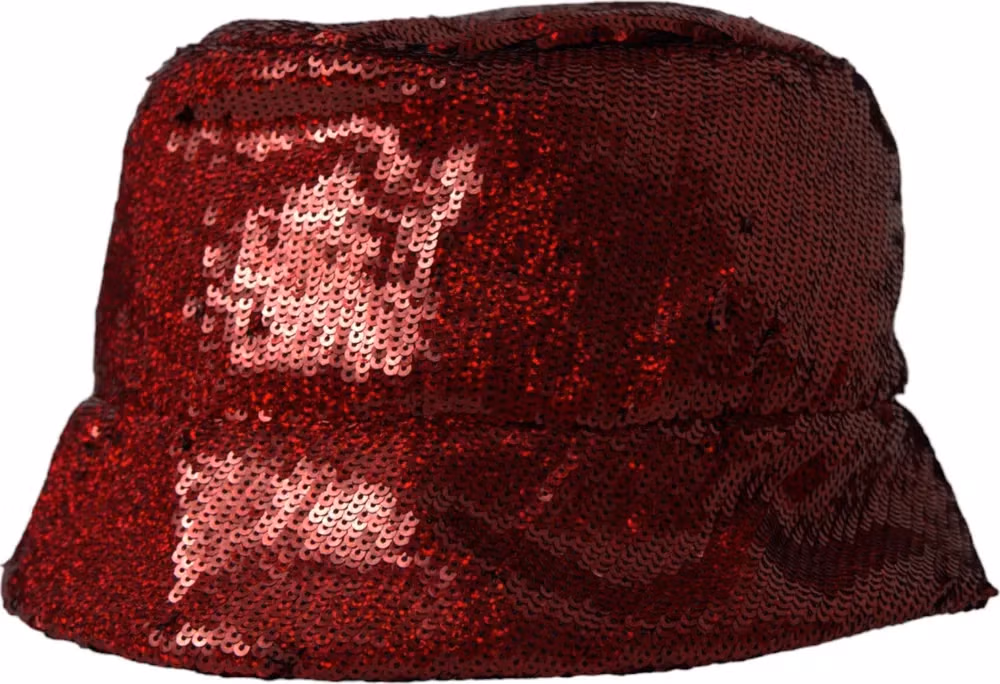 Dolce & Gabbana Red Sequined Nylon Bucket Hat Men