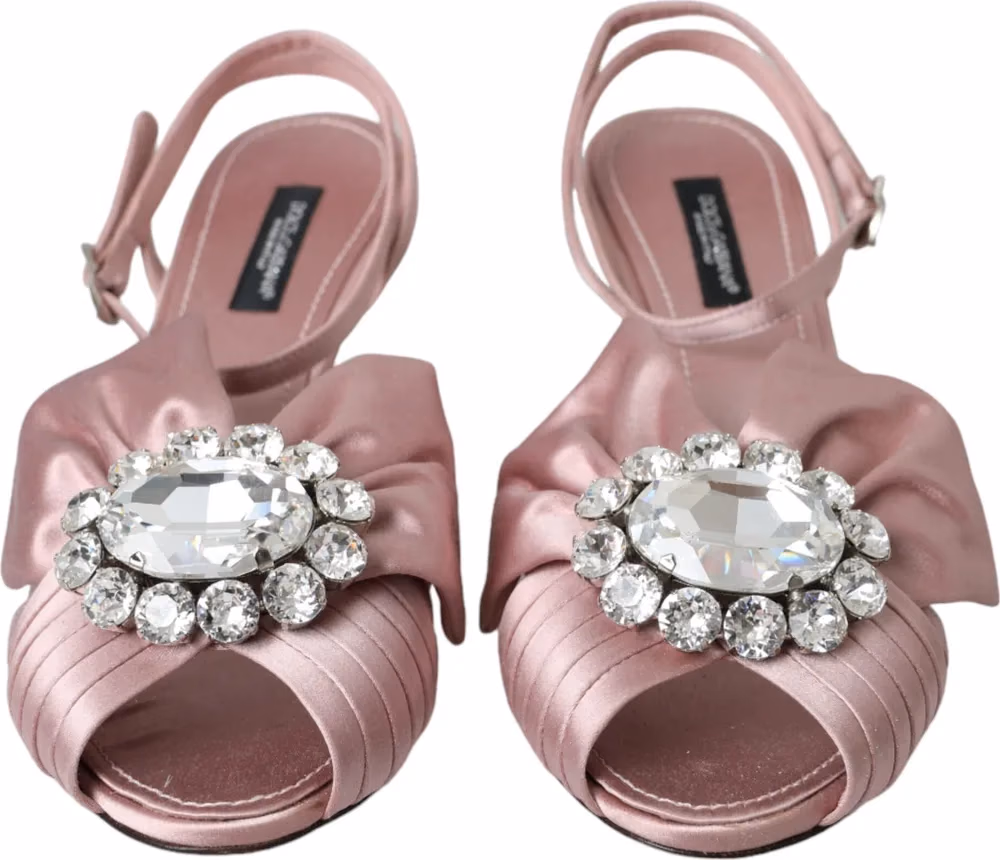 Dolce & Gabbana Pink Keira Crystal Heels Sandals Shoes
