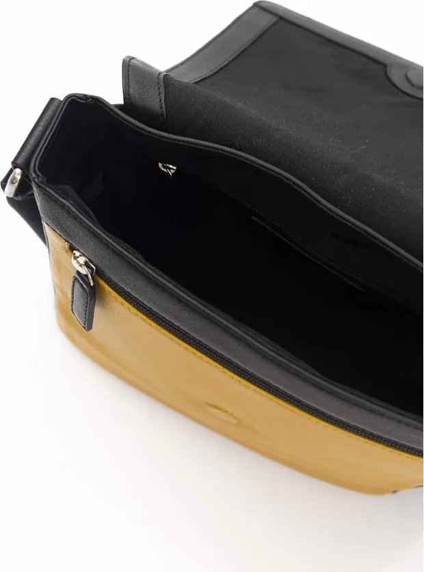 Cerruti 1881 Yellow Leather Men Crossbody Bag