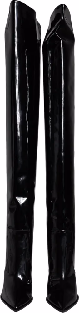 Dolce & Gabbana Black Patent Leather Knee High Boots Shoes