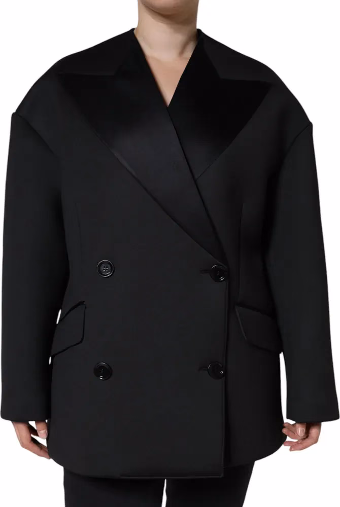 Dolce & Gabbana Black Polyester Double Breasted Coat Jacket