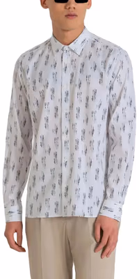 White Viscose Pattern Shirt
