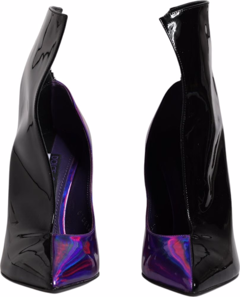 Dolce & Gabbana Purple Black Pointed Ankle Boots Shoes
