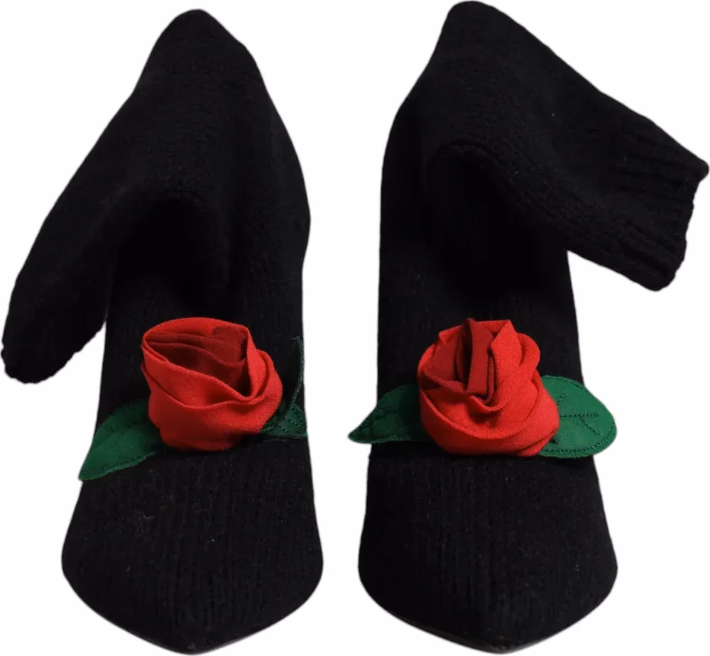 Dolce & Gabbana Black Stiletto Heels Mid Calf Boots Shoes
