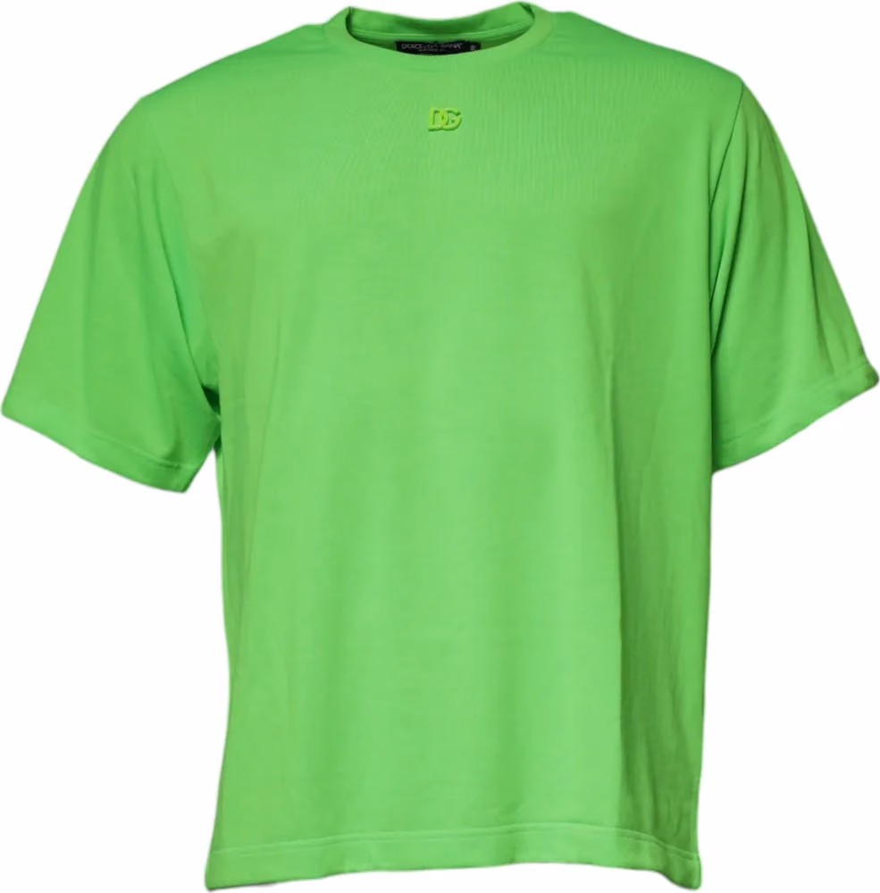 Dolce & Gabbana Green DG Logo Cotton Crew Neck T-shirt
