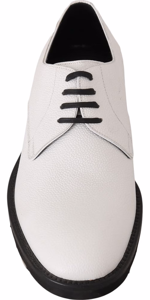 Dolce & Gabbana White Leather Derby Dress Formal Shoes