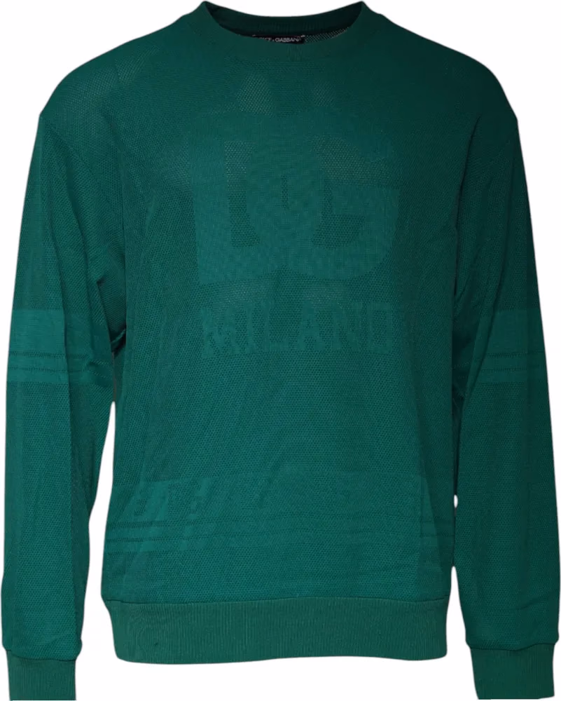 Dolce & Gabbana Green Logo Nylon Crew Neck Pullover Sweater