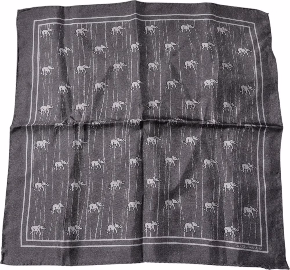 Dolce & Gabbana Brown Elephant Fantasy Handkerchief Scarf