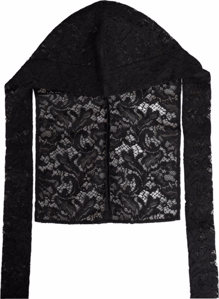 Dolce & Gabbana Black Floral Lace Whole Head Wrap Hat