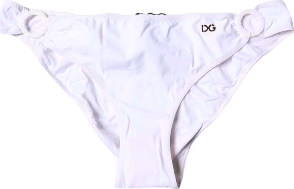 Dolce & Gabbana White Nylon Beachwear Bikini Bottom Swimwear