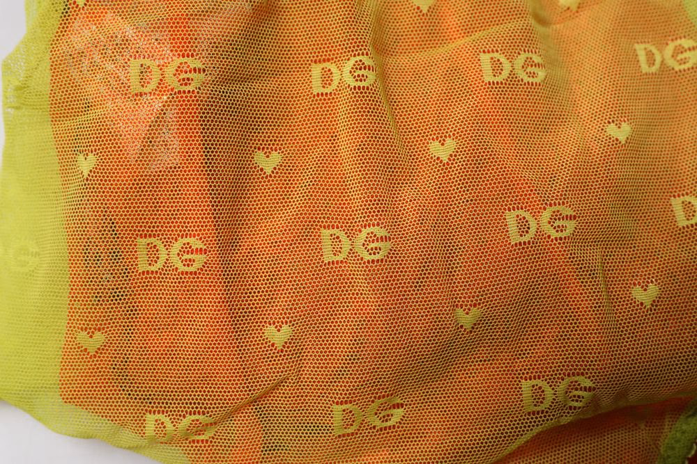 Dolce & Gabbana Red Yellow Tulle Mid Waist Panty Underwear