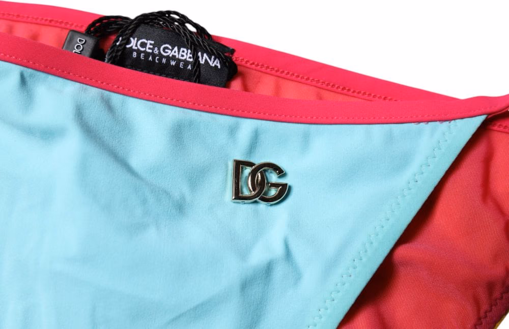 Dolce & Gabbana Multicolor Logo Swimsuit Bikini Bottom Swimwear