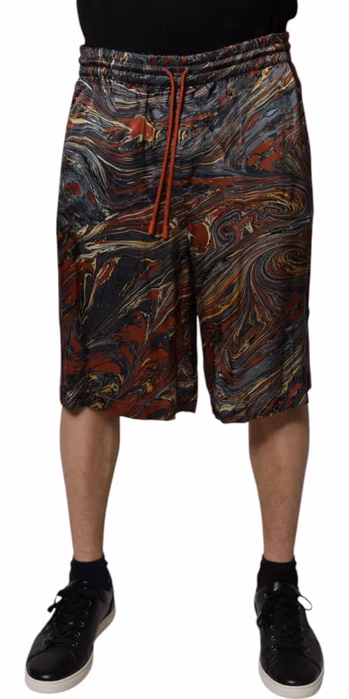 Dolce & Gabbana Multicolor Marble Print Trouser Bermuda Shorts