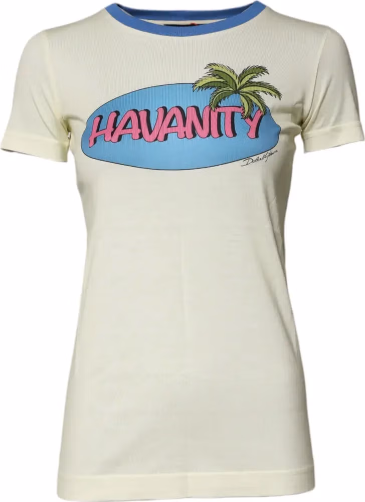 Dolce & Gabbana Light Yellow Cotton Short Sleeve T-shirt