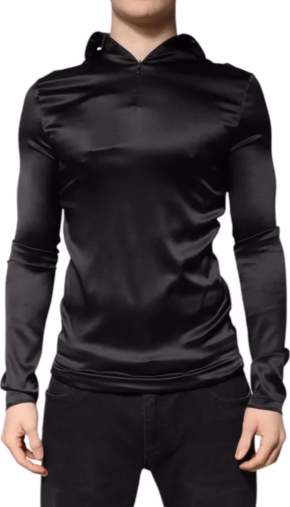 Dolce & Gabbana Black Silk Turtleneck Men Pullover Sweater