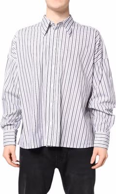 White Black Stripe Button Down Casual Shirt