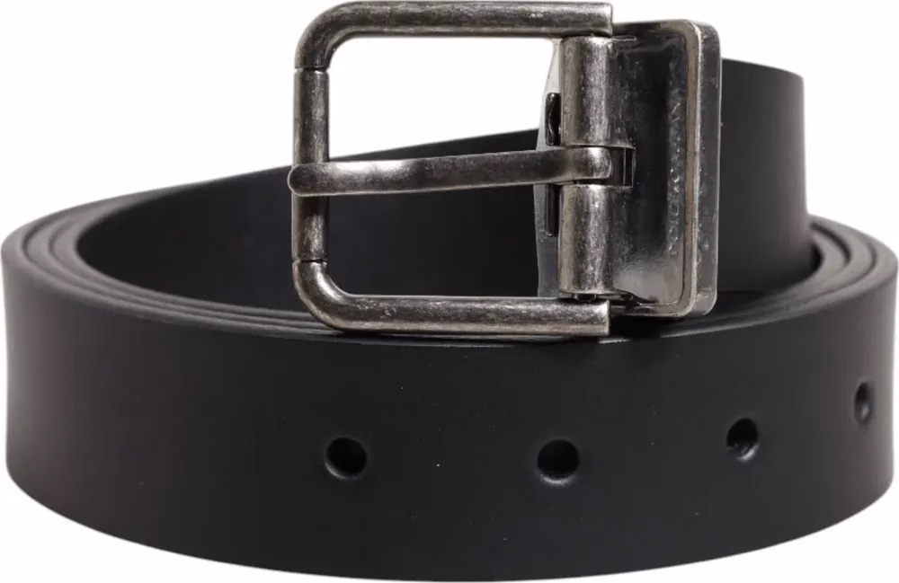 Dolce & Gabbana Black Classic Leather Metal Buckle Belt