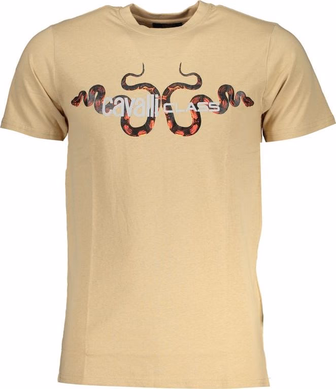 Cavalli Class Beige Cotton Men's T-Shirt