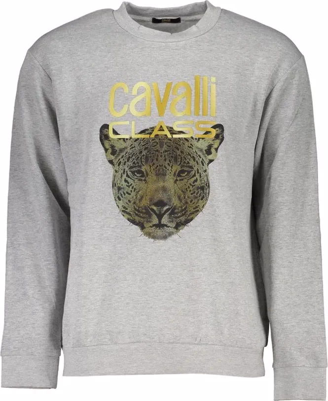 Cavalli Class Gray Cotton Men Sweater