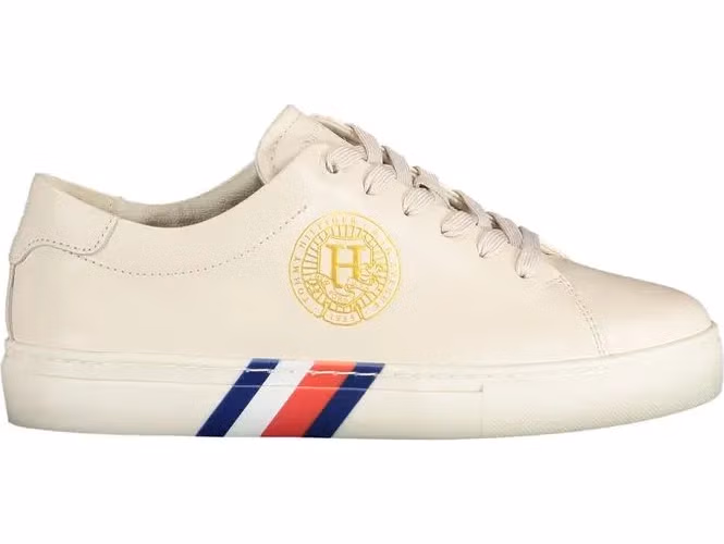 Tommy Hilfiger Beige Leather Women Sneaker