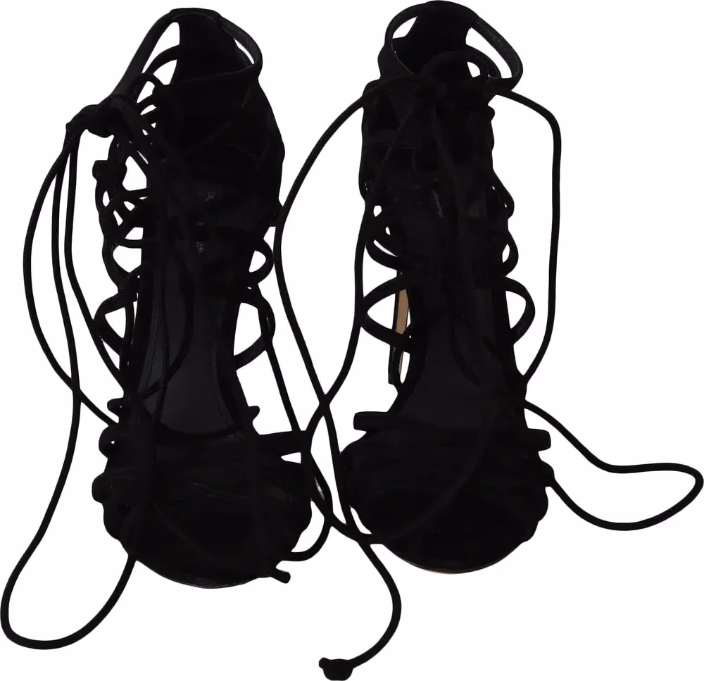 Dolce & Gabbana Black Suede Strap Stilettos Sandals