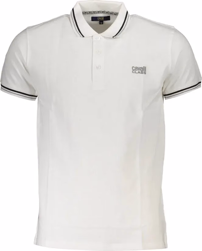 Cavalli Class White Cotton Men Polo Shirt